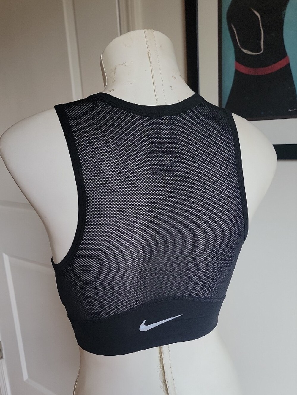 Nike Pro HyperCool Black Full Mesh High Neck Training Crop Top Tank XS